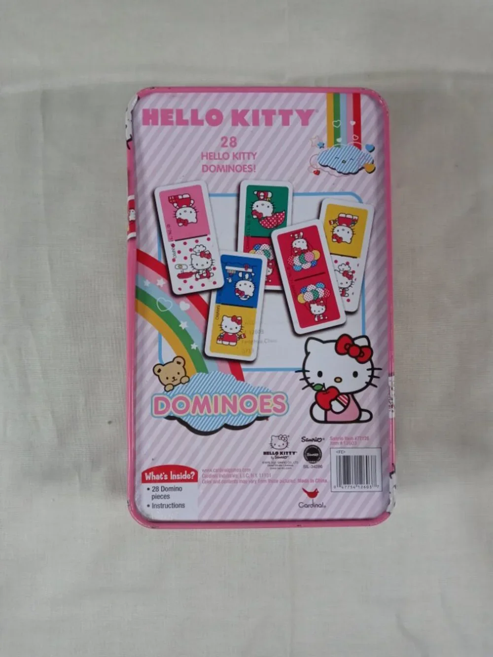 *Empty Box* Hello Kitty Dominoes Iron Tin Storage Box *VINTAGE* in Good Cond